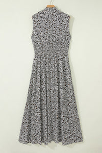 KaleaBoutique Stylish Leopard Zip Front V Neck Cinched Waist Sleeveless Maxi Dress - KaleaBoutique.com