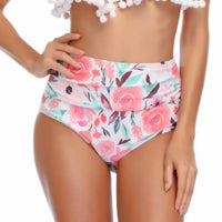 Women's High-Waist Ruched Front Printed Briefs Swim Bottoms - KaleaBoutique.com