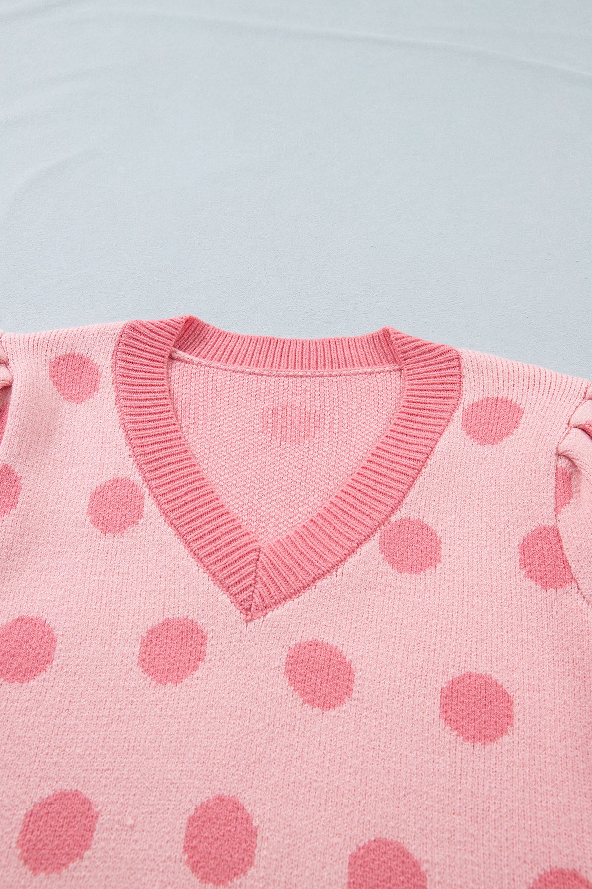 KaleaBoutique Comfortable Polka Dot Puff Short Sleeve Sweater Top - KaleaBoutique.com