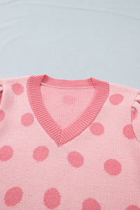 KaleaBoutique Comfortable Polka Dot Puff Short Sleeve Sweater Top - KaleaBoutique.com