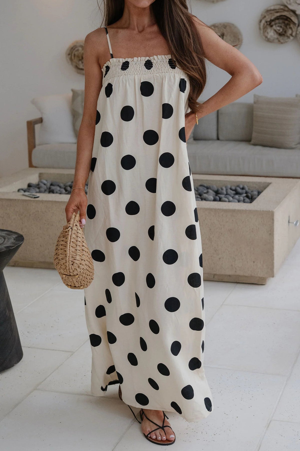 KaleaBoutique Stylish Polka Dot Spaghetti Straps Maxi Dress - KaleaBoutique.com