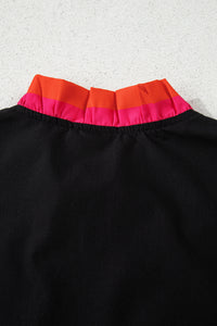 KaleaBoutique Beautiful Striped Trim Ruffle Split Neck Long Sleeve Blouse - KaleaBoutique.com