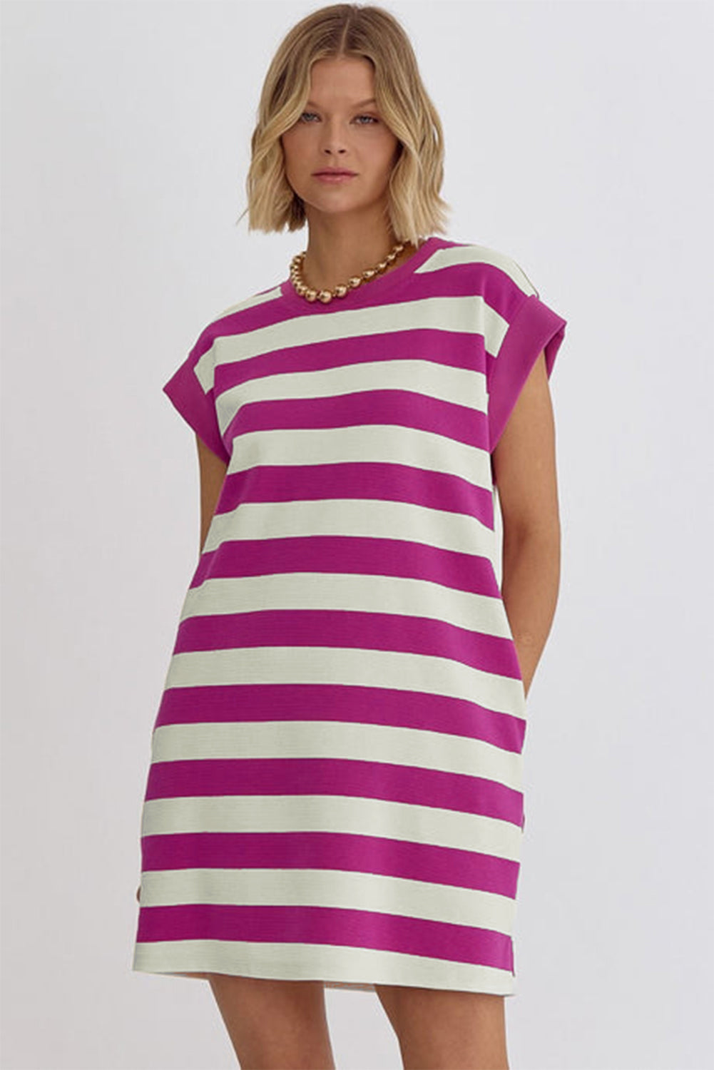 KaleaBoutique Stylish Cap Sleeve Pocketed Shift T-shirt Dress - KaleaBoutique.com