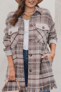 KaleaBoutique Plus Size Macrame Plaid Coat - KaleaBoutique.com