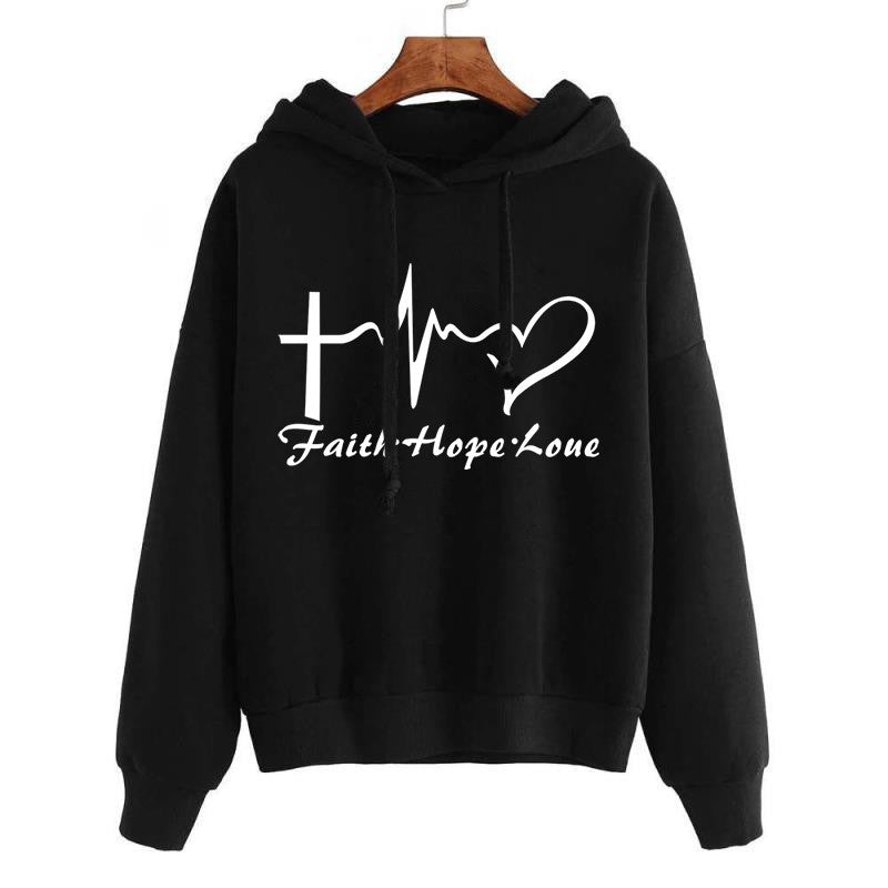 Women's Faith Hope Love Graphic Pullover Hoodie - KaleaBoutique.com