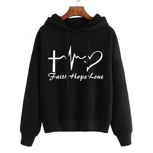 Women's Faith Hope Love Graphic Pullover Hoodie - KaleaBoutique.com