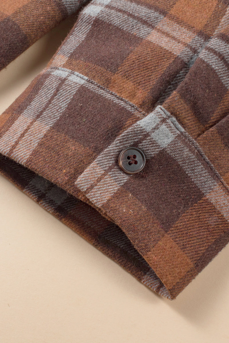 KaleaBoutique Plus Size Plaid Contrast Button Up Hooded Jacket - KaleaBoutique.com