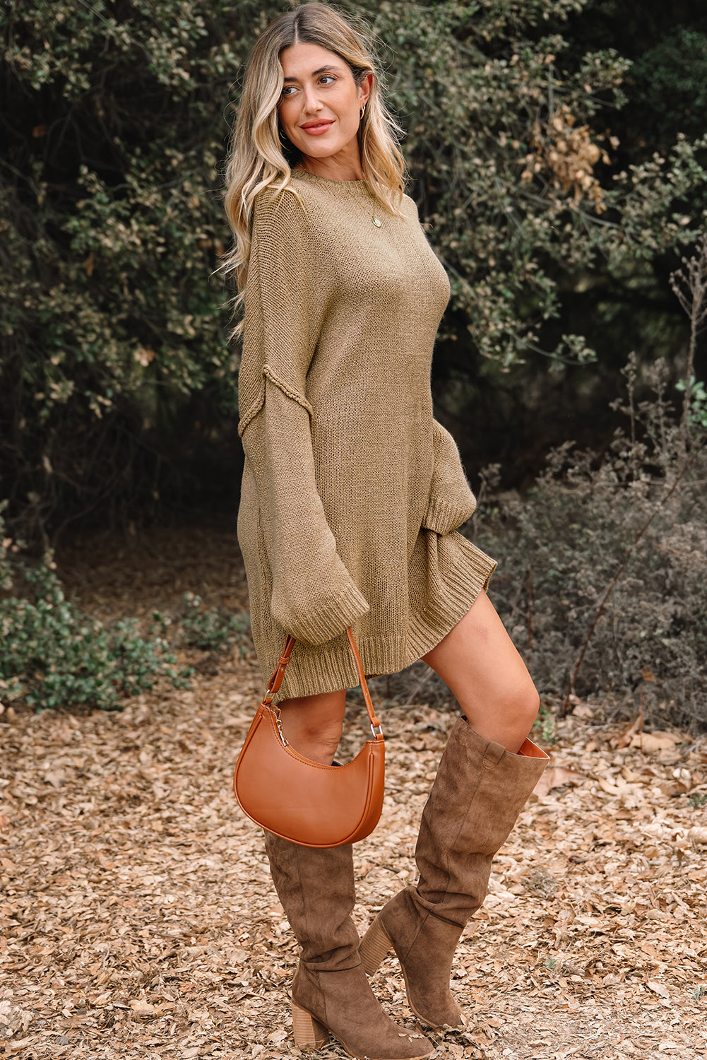 KaleaBoutique Stylish Oversize Drop Shoulder Slouchy Sweater Dress - KaleaBoutique.com
