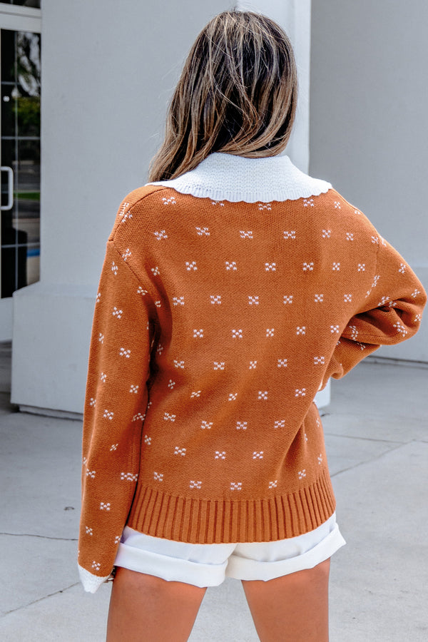 KaleaBoutique Stylish Peter Pan Collar Colorblock Long Sleeve Knitwear Cardigan - KaleaBoutique.com