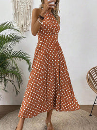 Women's Printed Halter-Neck Gathered-Waist Midi Dress - KaleaBoutique.com