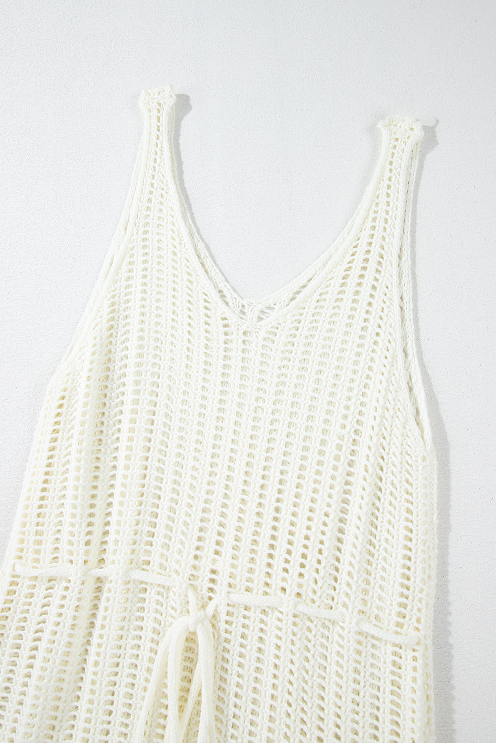 Crochet Fishnet Fringed Edge V Neck Beach Cover Up - KaleaBoutique.com