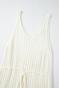 Crochet Fishnet Fringed Edge V Neck Beach Cover Up - KaleaBoutique.com