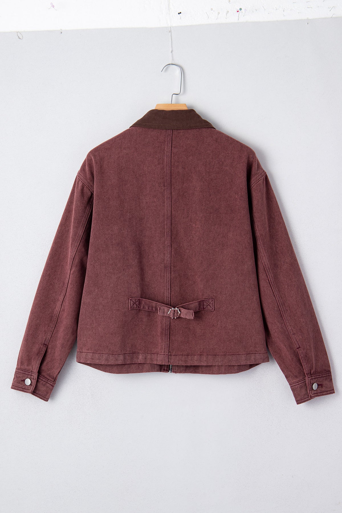 Corduroy Collar Zipped Front Denim Jacket - KaleaBoutique.com