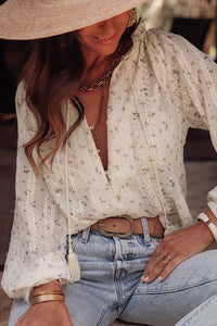 KaleaBoutique Floral Embroidered Lace Bubble Sleeve Shirt - KaleaBoutique.com
