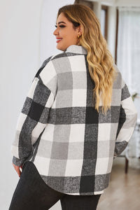 Plus Size Checkered Button-Up Shacket - KaleaBoutique.com