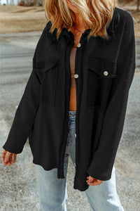 Contrast Flap Pockets Relaxed Shacket - KaleaBoutique.com