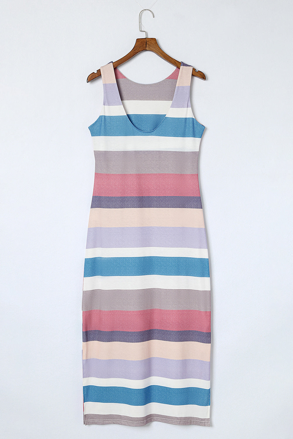 KaleaBoutique Stylish Stripe Print Slit Maxi Tank Top Dress - KaleaBoutique.com