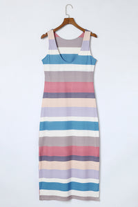 KaleaBoutique Stylish Stripe Print Slit Maxi Tank Top Dress - KaleaBoutique.com