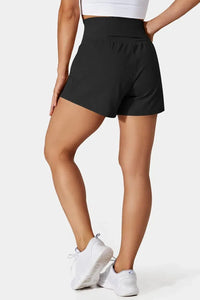 Women's Black Wide-Waistband Swim Shorts with Back Pocket - KaleaBoutique.com