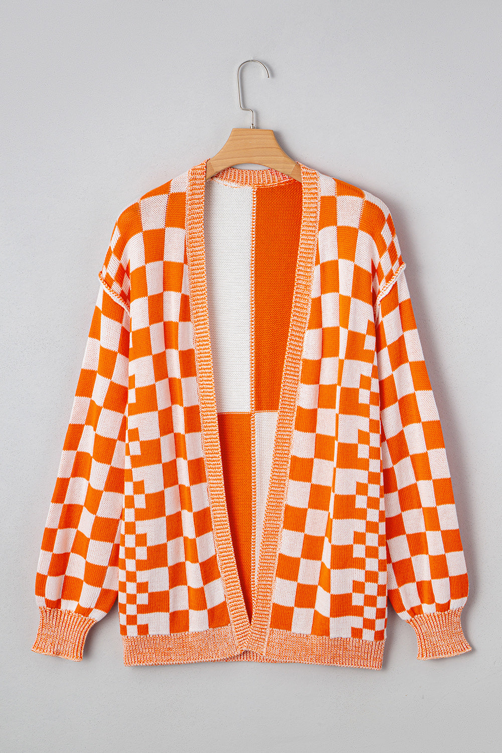 KaleaBoutique Stylish Checkered Open Front Drop Shoulder Cardigan - KaleaBoutique.com