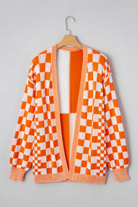 KaleaBoutique Stylish Checkered Open Front Drop Shoulder Cardigan - KaleaBoutique.com