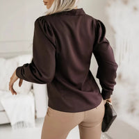 Urban Chic Solid-Color V-Neck Commuter Blouse For Women - KaleaBoutique.com