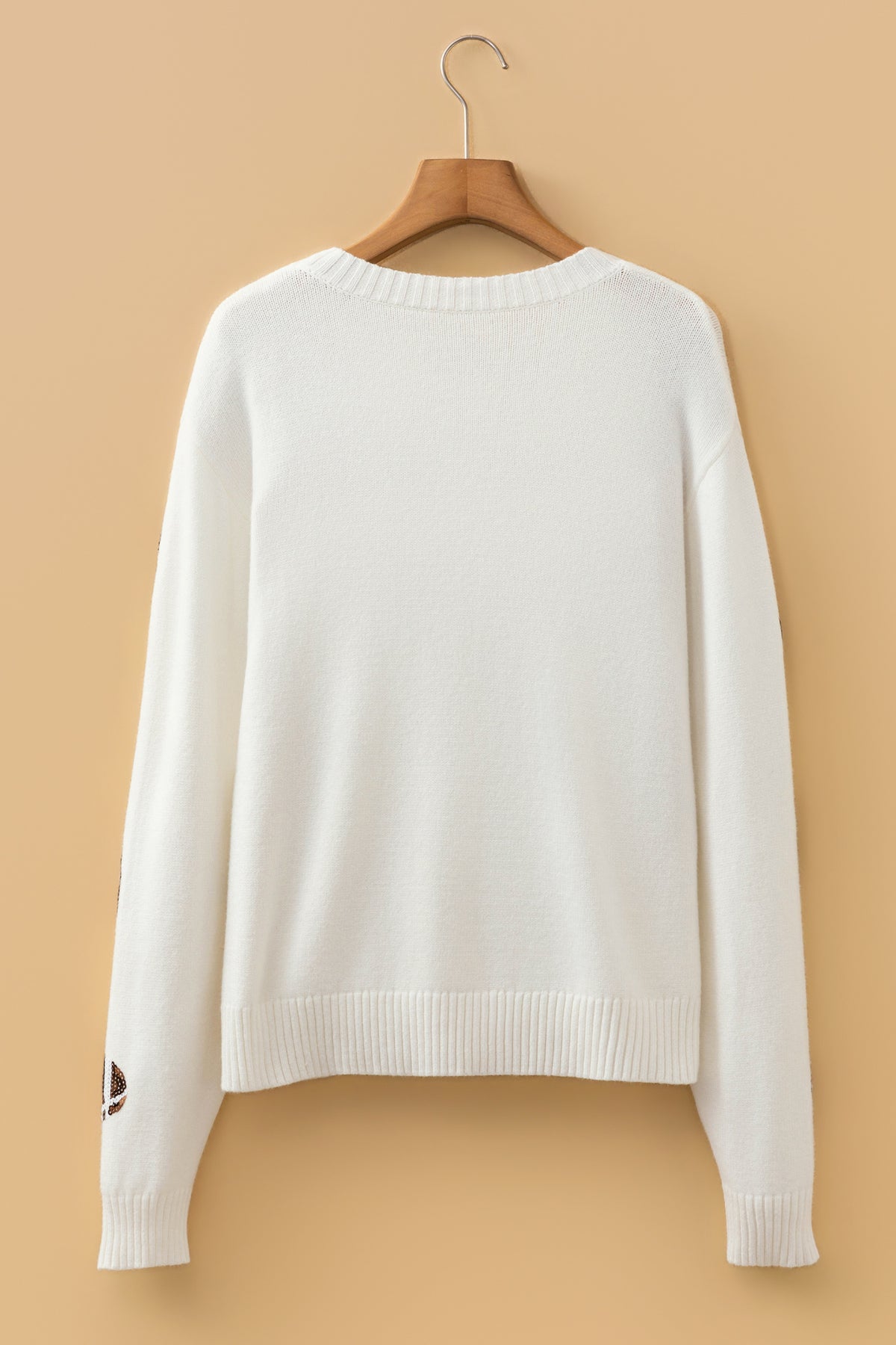 Sequin Football Print Round Neck Long Sleeve Loose Fit Sweater - KaleaBoutique.com