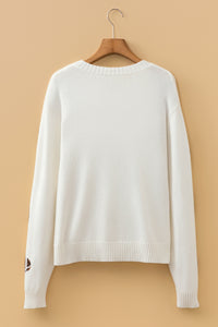 Sequin Football Print Round Neck Long Sleeve Loose Fit Sweater - KaleaBoutique.com