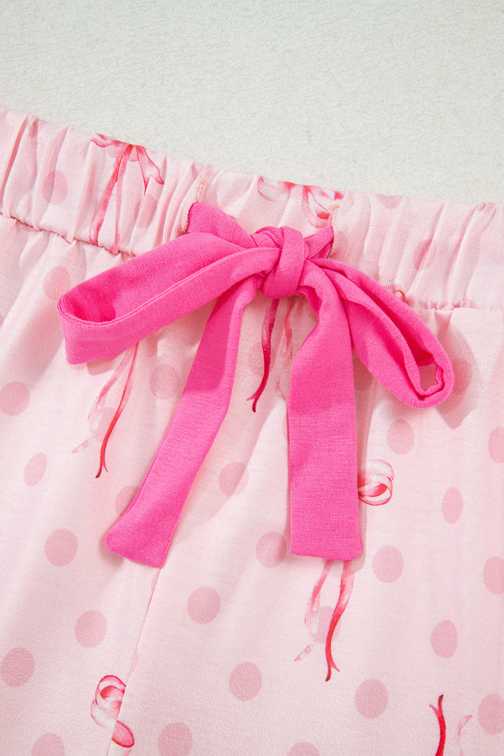 KaleaBoutique Stylish Bow Print Contrast Pipping Short Pajamas Set - KaleaBoutique.com