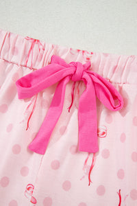 KaleaBoutique Stylish Bow Print Contrast Pipping Short Pajamas Set - KaleaBoutique.com