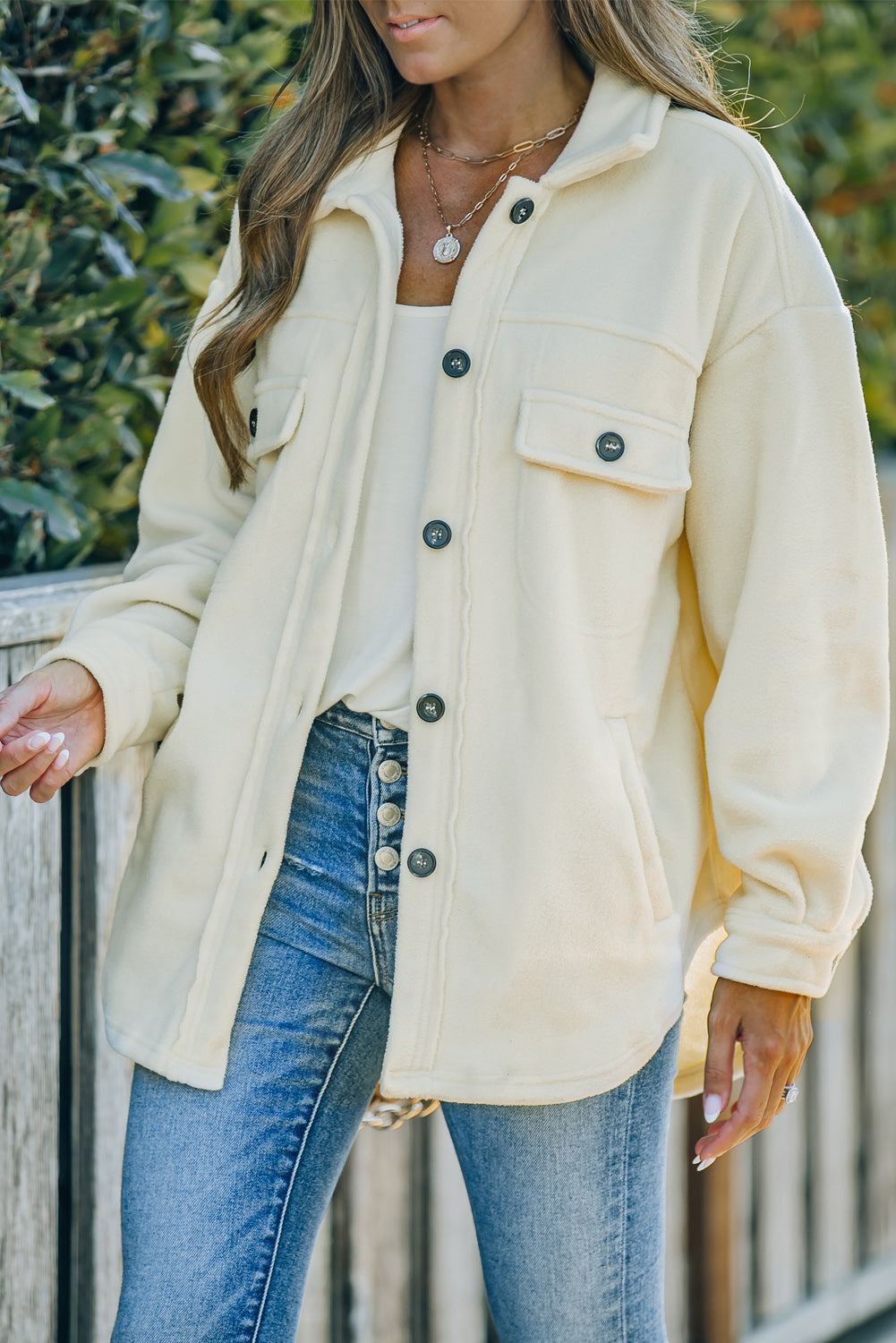 Turn Down Collar Buttoned Shirt Jacket - KaleaBoutique.com