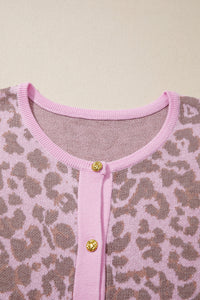 KaleaBoutique Comfortable Leopard Button Down Short Sleeve Sweater Cardigan - KaleaBoutique.com
