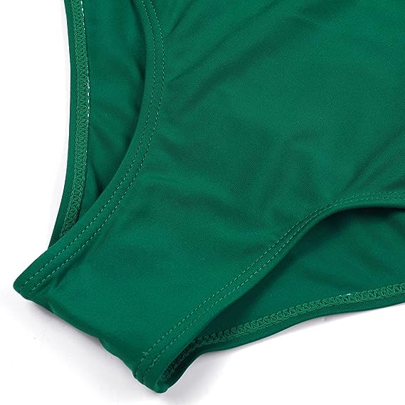 Women's Tropical Leaf Flounce Top and High-Waist Briefs 2 PC Bikini Set - KaleaBoutique.com