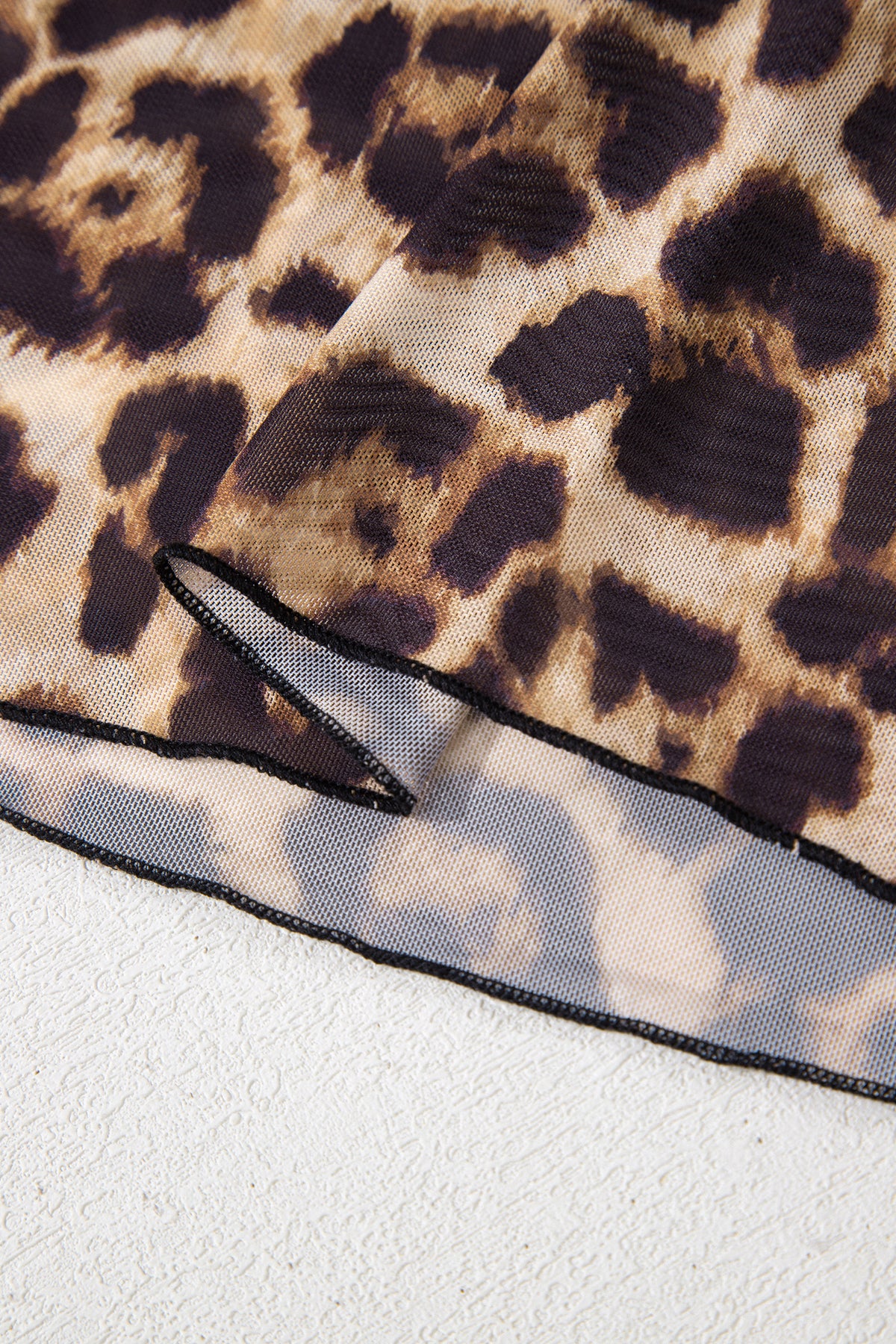 KaleaBoutique Stylish Leopard Print Slim Fit Mesh Long Sleeve Mock Neck Top - KaleaBoutique.com