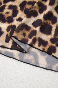 KaleaBoutique Stylish Leopard Print Slim Fit Mesh Long Sleeve Mock Neck Top - KaleaBoutique.com