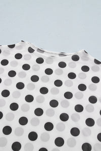 KaleaBoutique Stylish Polka Dot Mesh Long Sleeve Stand Neck Sheath Top - KaleaBoutique.com