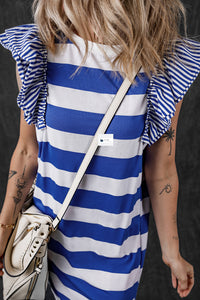 Contrast Ruffled Sleeve T-shirt Dress - KaleaBoutique.com