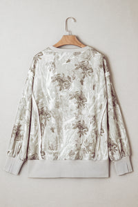 KaleaBoutique Stylish Leafy Camo Print Exposed Seam Patchwork Baggy Slit Sweatshirt - KaleaBoutique.com