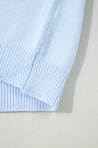 KaleaBoutique Flower Detail Knitted Notched Neck Sweater - KaleaBoutique.com