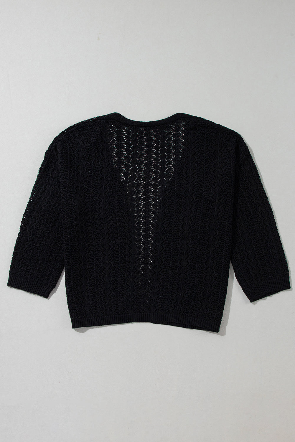 Hollow Out Knit Drop Shoulder Open Front Cardigan - KaleaBoutique.com