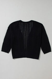 Hollow Out Knit Drop Shoulder Open Front Cardigan - KaleaBoutique.com