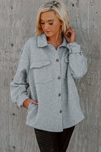 Retro Quilted Flap Pocket Button Shacket - KaleaBoutique.com