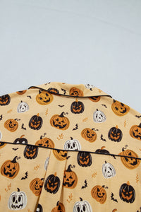 KaleaBoutique Stylish Long Sleeve Ruffle Pumpkin Face Print Two Piece Lounge Set - KaleaBoutique.com
