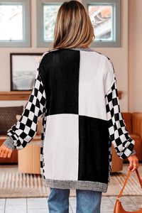 KaleaBoutique Stylish Checkered Open Front Drop Shoulder Cardigan - KaleaBoutique.com