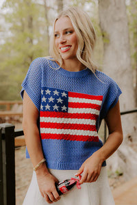 KaleaBoutique Comfortable Flag Graphic Short Sleeve Sweater Top - KaleaBoutique.com
