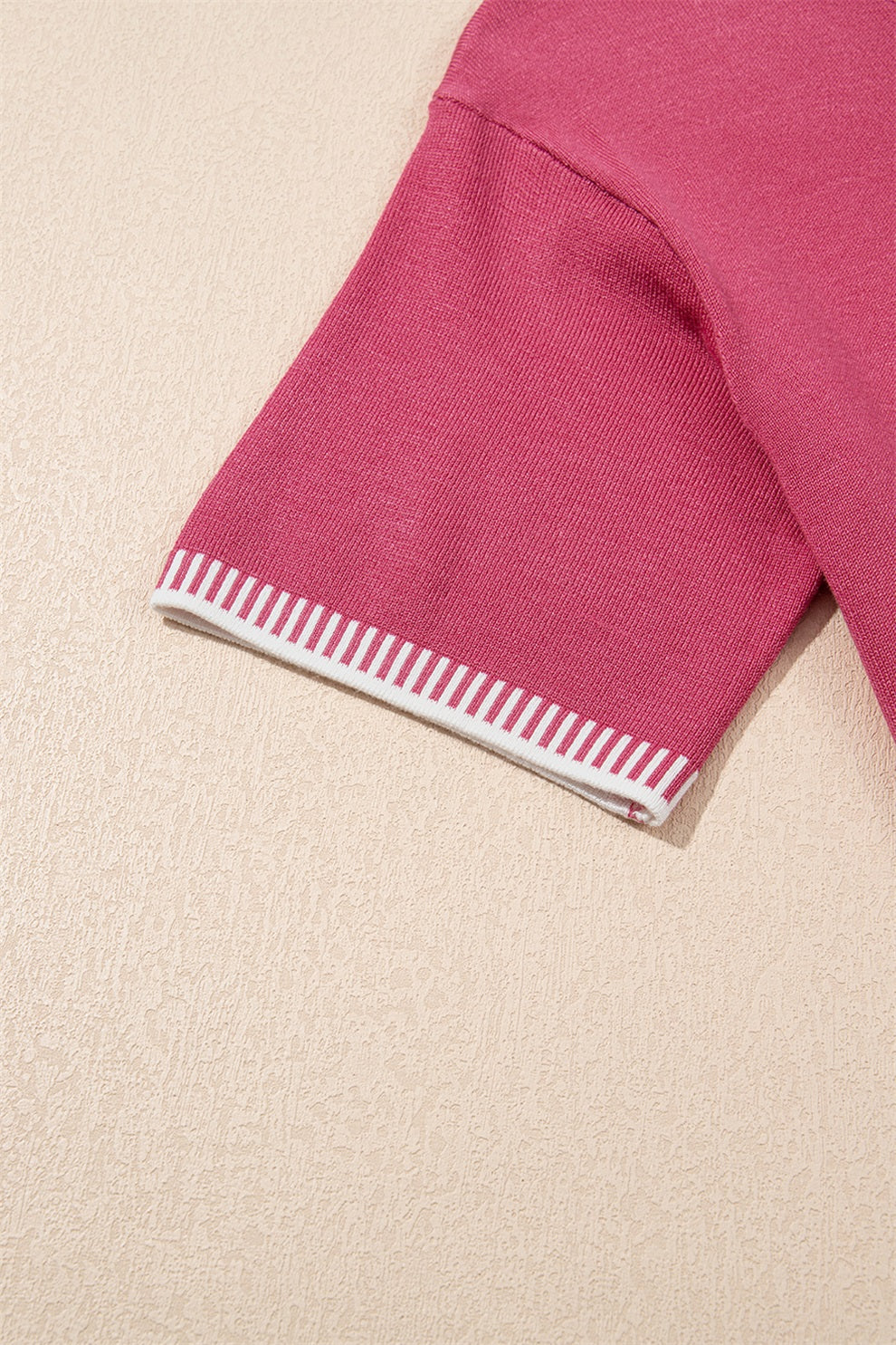 KaleaBoutique Comfortable Contrast Striped Trim Round Neck Half Sleeve Sweater - KaleaBoutique.com