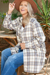 KaleaBoutique White Plaid Print Tunic Plus Size Shacket with Slits - KaleaBoutique.com