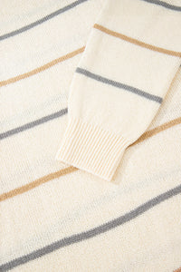 KaleaBoutique Comfortable Striped Print Drop Shoulder Shift Sweater Mini Dress - KaleaBoutique.com