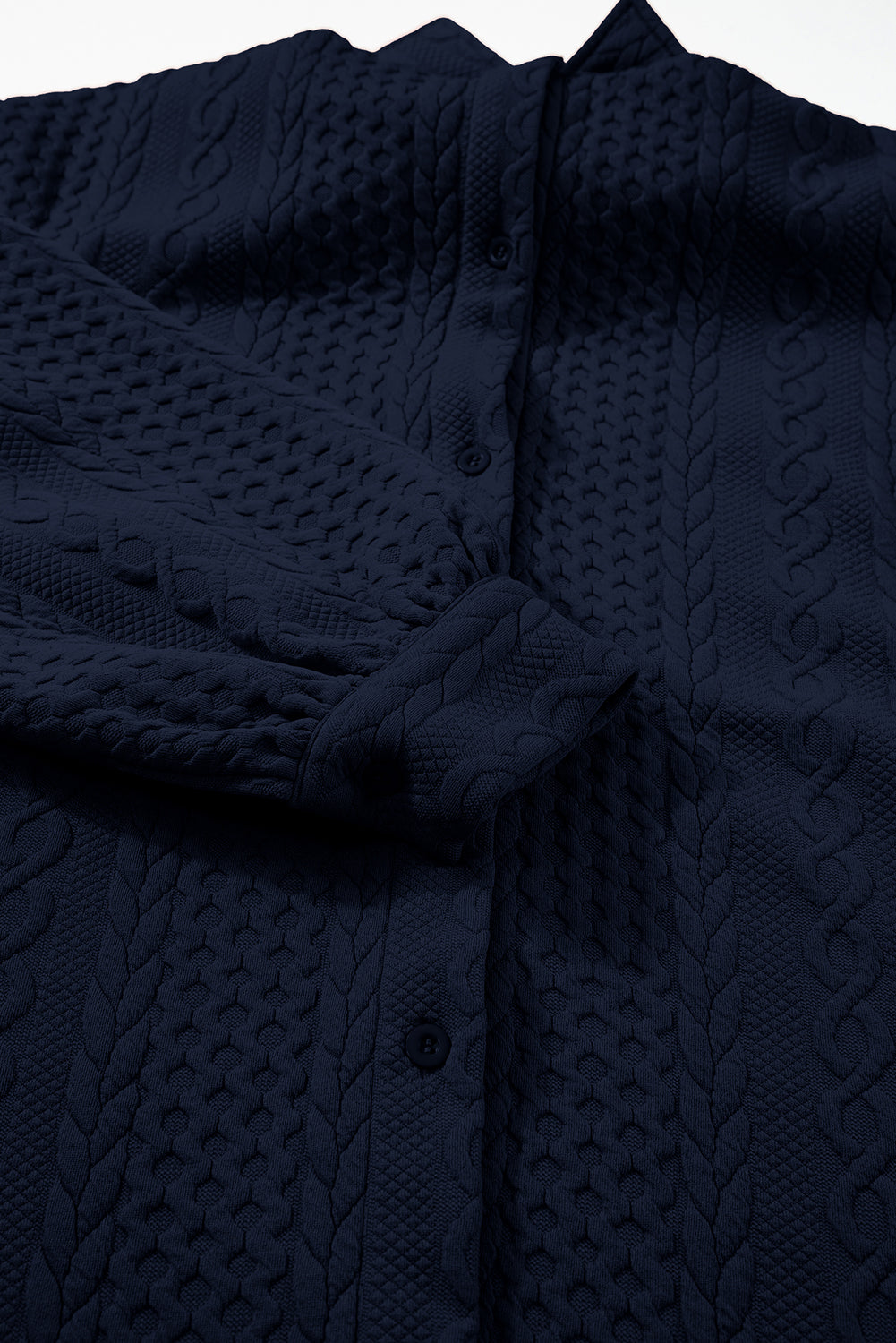 Cable Texture Puff Sleeve Loose Shacket - KaleaBoutique.com