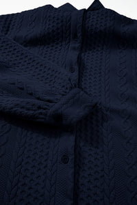 Cable Texture Puff Sleeve Loose Shacket - KaleaBoutique.com